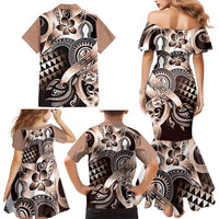 Aloha Mocha Mousse Tribal Honu Tattoo Family Matching Mermaid Dress and Hawaiian Shirt LT9 - Polynesian Pride