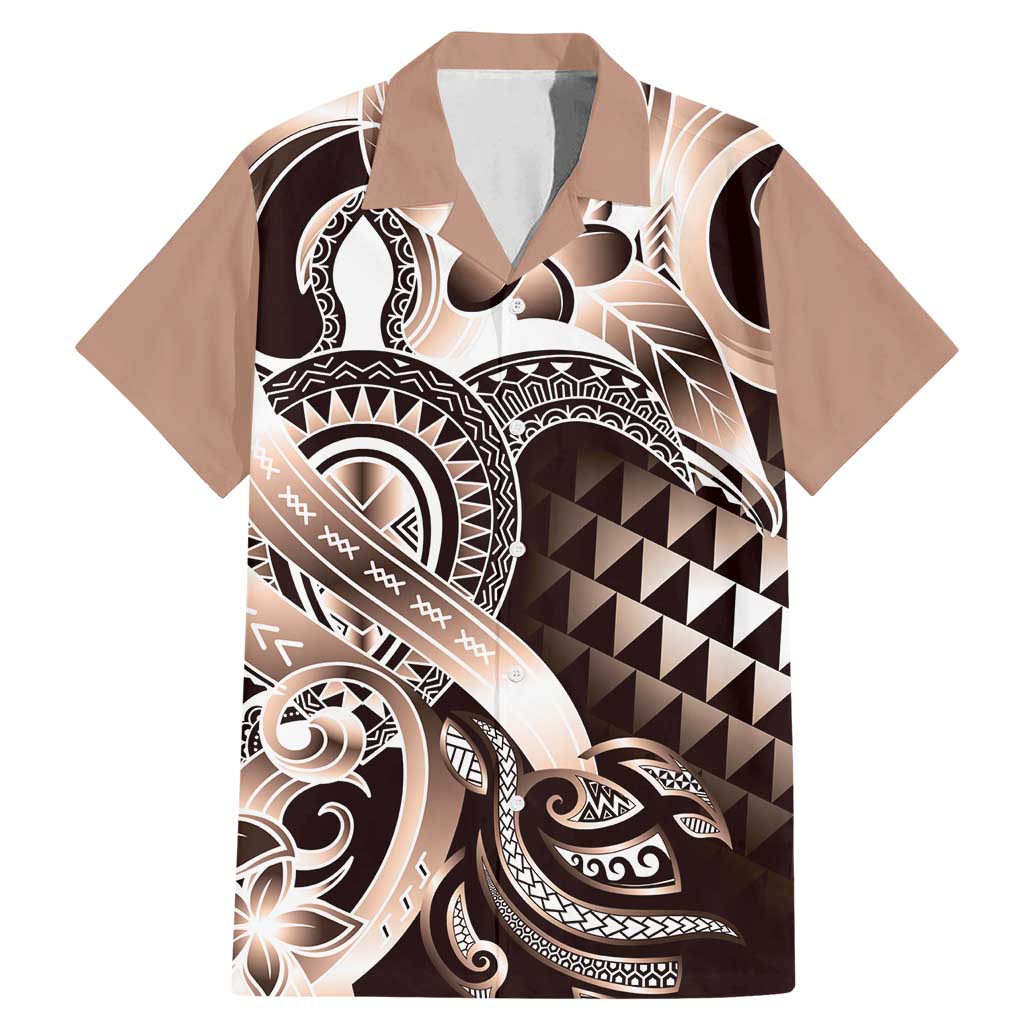Aloha Mocha Mousse Tribal Honu Tattoo Family Matching Mermaid Dress and Hawaiian Shirt LT9 Dad's Shirt - Short Sleeve Mocha Mousse - Polynesian Pride
