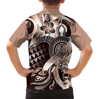 Aloha Mocha Mousse Tribal Honu Tattoo Family Matching Puletasi and Hawaiian Shirt