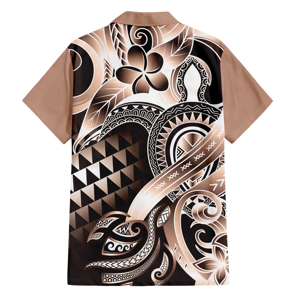 Aloha Mocha Mousse Tribal Honu Tattoo Family Matching Short Sleeve Bodycon Dress and Hawaiian Shirt LT9 - Polynesian Pride