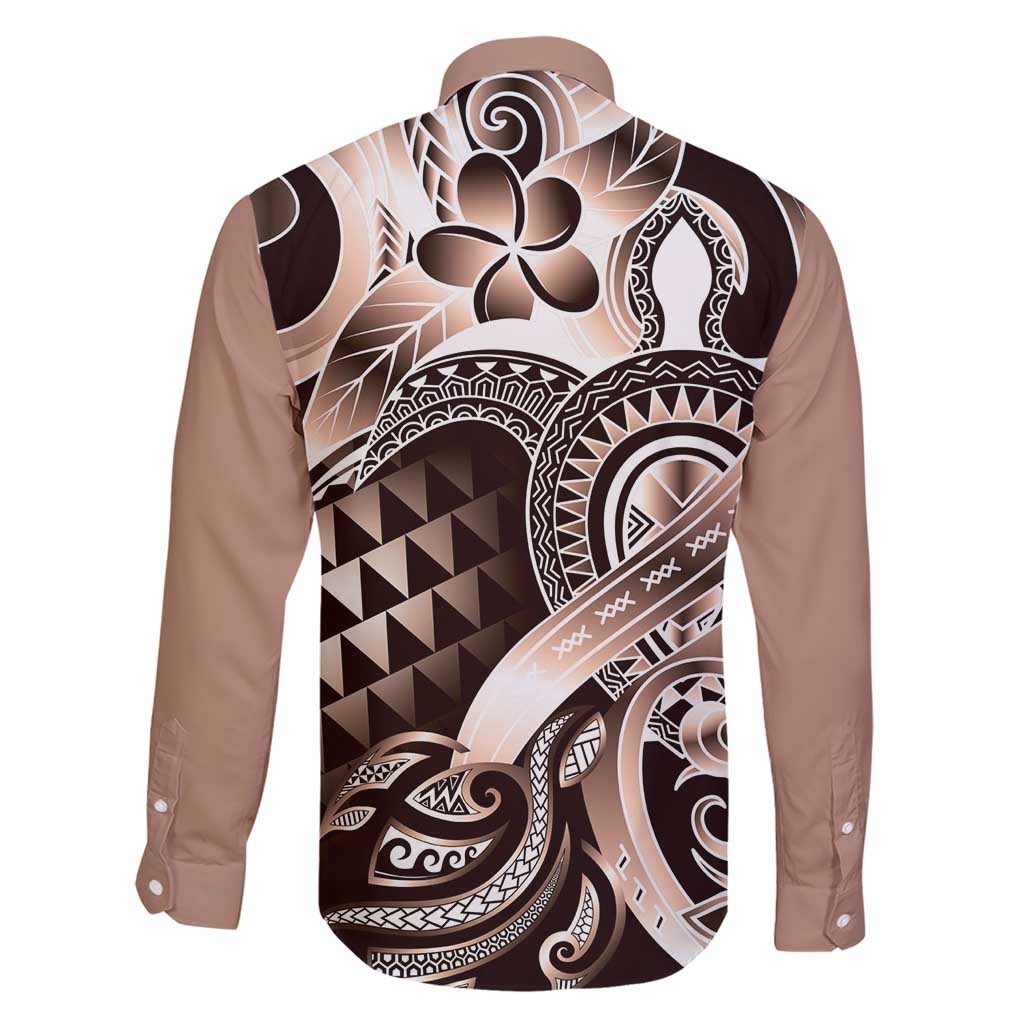 Aloha Mocha Mousse Tribal Honu Tattoo Family Matching Short Sleeve Bodycon Dress and Hawaiian Shirt LT9 - Polynesian Pride