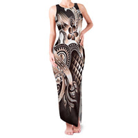 Aloha Mocha Mousse Tribal Honu Tattoo Family Matching Tank Maxi Dress and Hawaiian Shirt LT9 Mom's Dress Mocha Mousse - Polynesian Pride