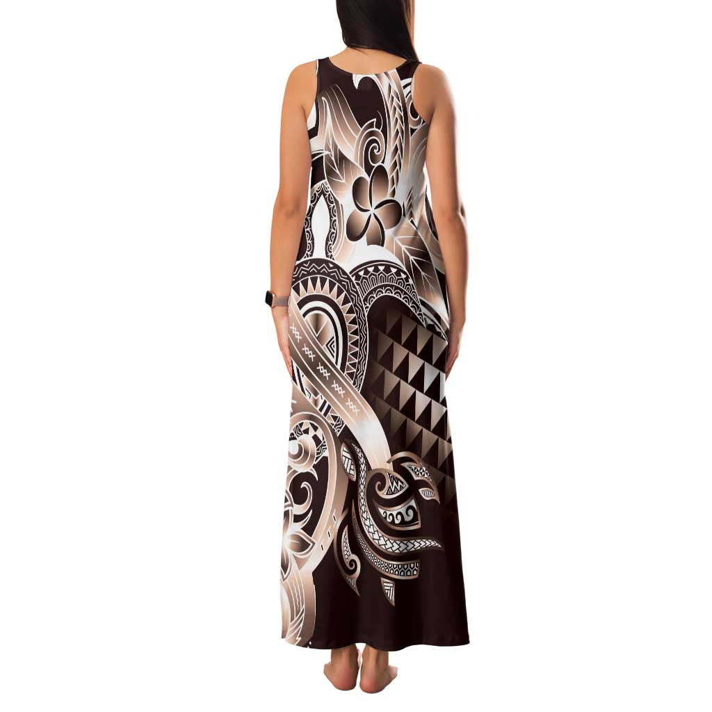 Aloha Mocha Mousse Tribal Honu Tattoo Family Matching Tank Maxi Dress and Hawaiian Shirt LT9 - Polynesian Pride