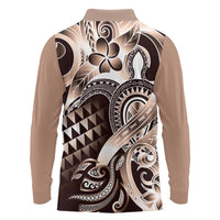 Aloha Mocha Mousse Tribal Honu Tattoo Long Sleeve Polo Shirt