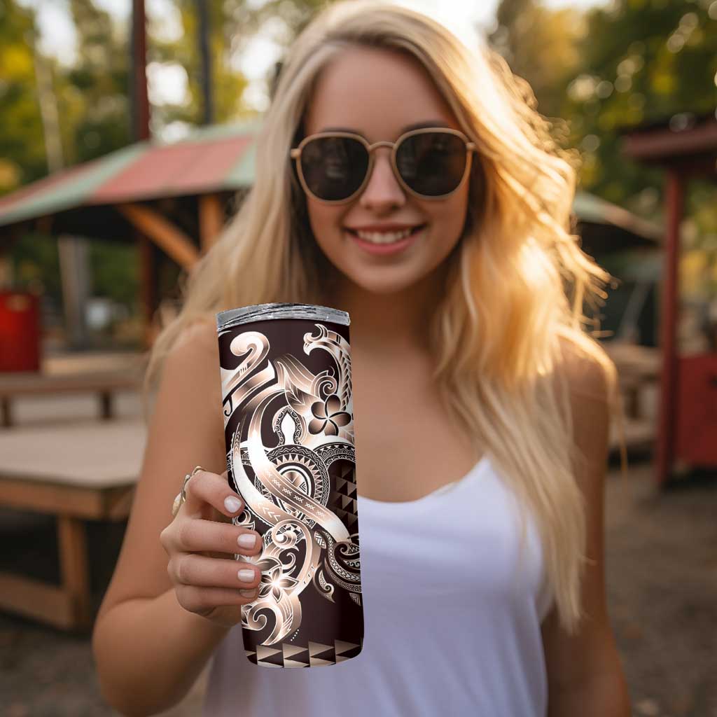 Aloha Mocha Mousse Tribal Honu Tattoo Skinny Tumbler