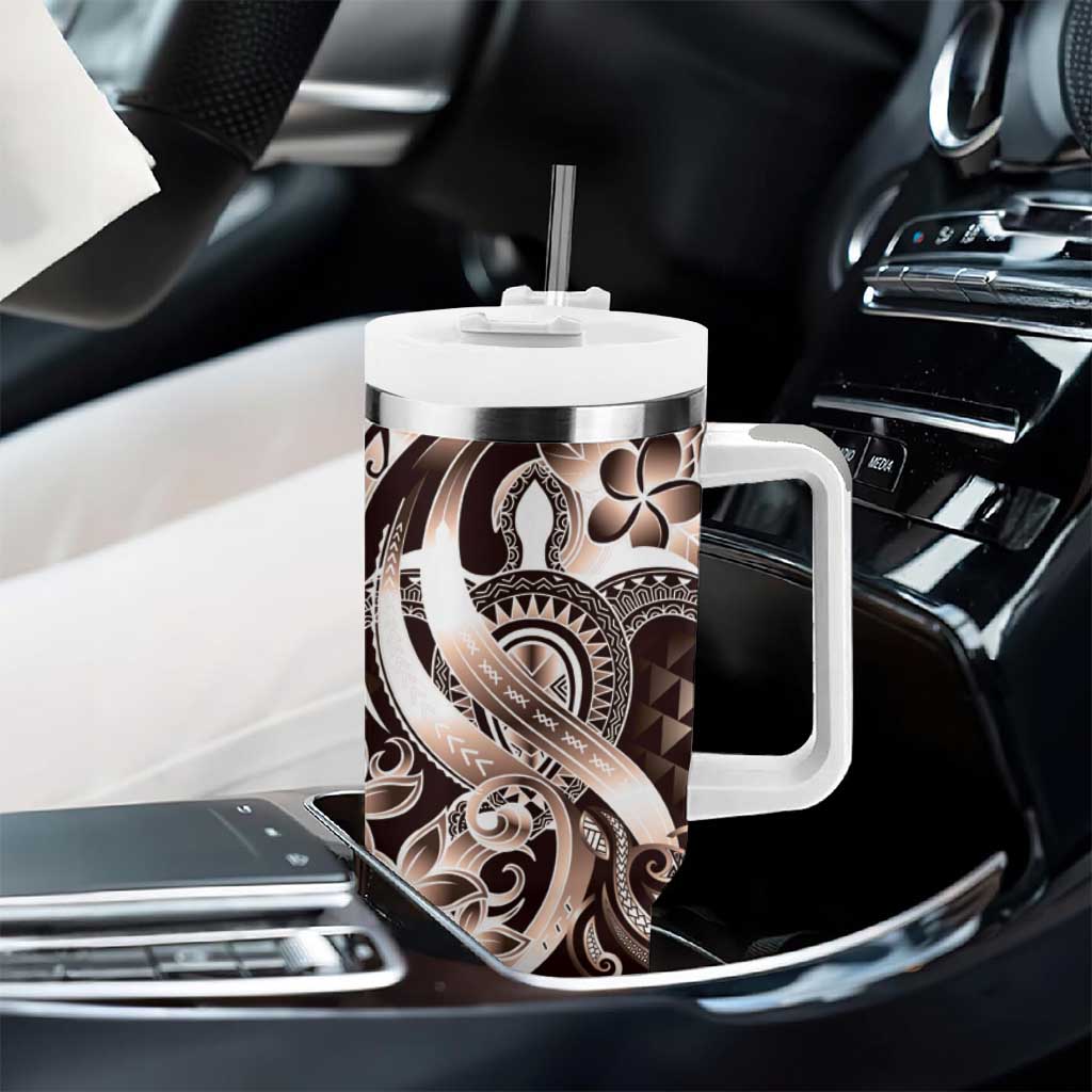 Aloha Mocha Mousse Tribal Honu Tattoo Tumbler With Handle