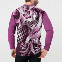Aloha Pink Tribal Honu Tattoo Button Sweatshirt
