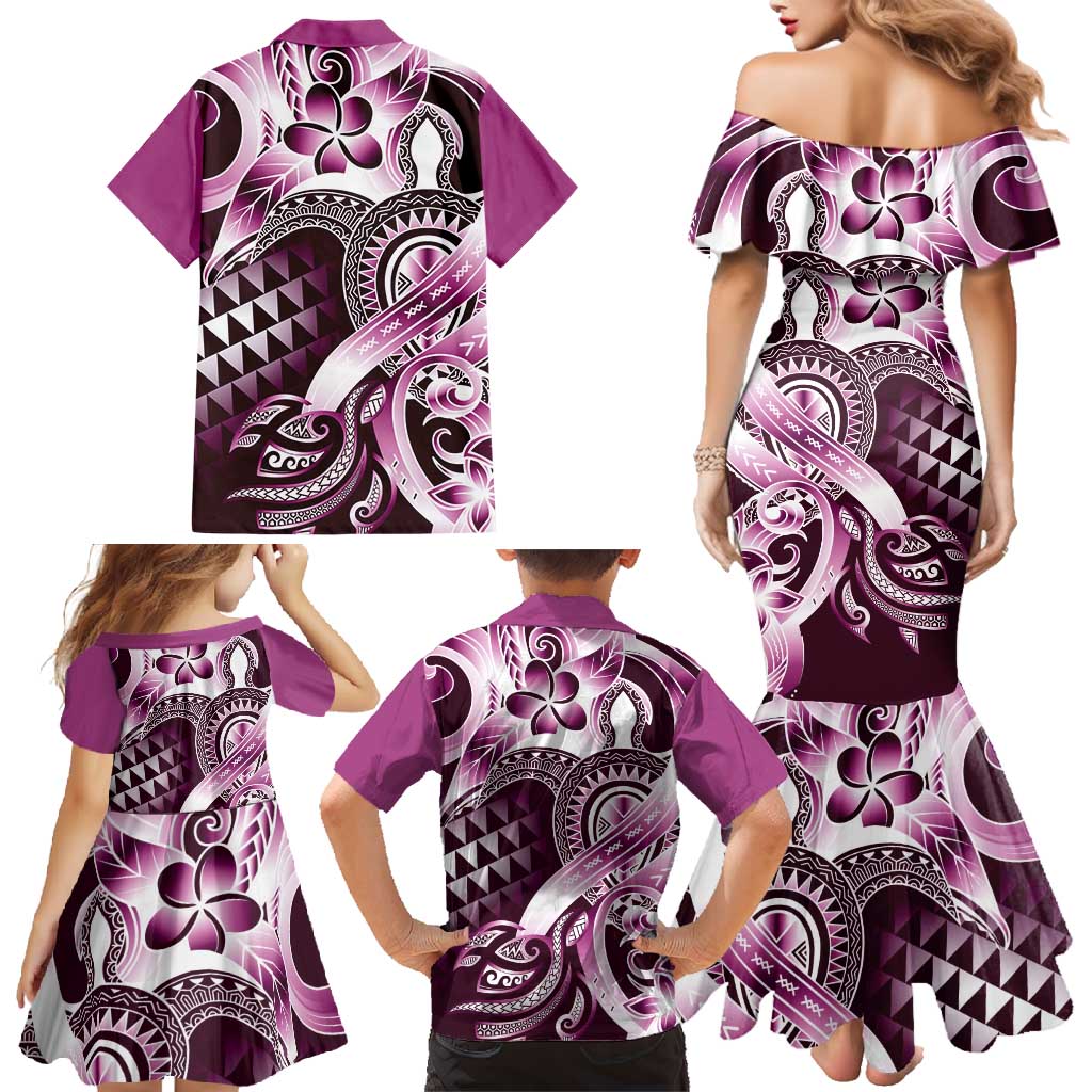 Aloha Pink Tribal Honu Tattoo Family Matching Mermaid Dress and Hawaiian Shirt LT9 - Polynesian Pride