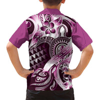 Aloha Pink Tribal Honu Tattoo Family Matching Off Shoulder Maxi Dress and Hawaiian Shirt LT9 - Polynesian Pride
