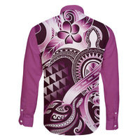 Aloha Pink Tribal Honu Tattoo Family Matching Off Shoulder Short Dress and Hawaiian Shirt LT9 - Polynesian Pride