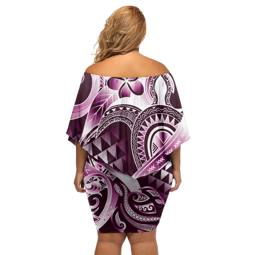 Aloha Pink Tribal Honu Tattoo Family Matching Off Shoulder Short Dress and Hawaiian Shirt LT9 - Polynesian Pride
