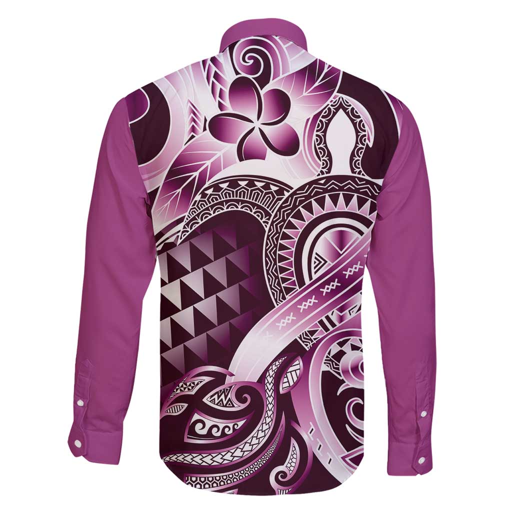 Aloha Pink Tribal Honu Tattoo Family Matching Short Sleeve Bodycon Dress and Hawaiian Shirt LT9 - Polynesian Pride