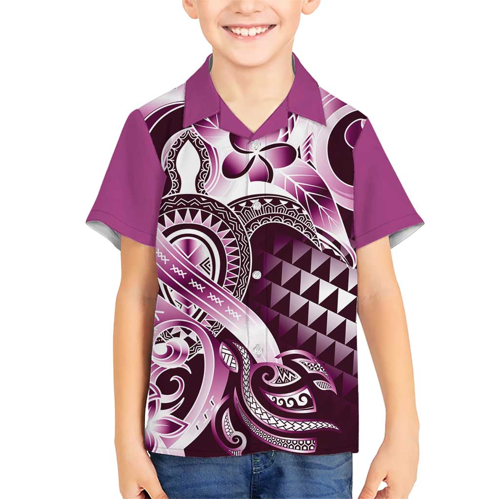 Aloha Pink Tribal Honu Tattoo Family Matching Short Sleeve Bodycon Dress and Hawaiian Shirt LT9 Son's Shirt Pink - Polynesian Pride