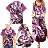 Aloha Pink Tribal Honu Tattoo Family Matching Summer Maxi Dress and Hawaiian Shirt LT9 - Polynesian Pride