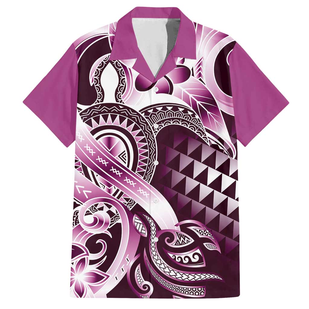 Aloha Pink Tribal Honu Tattoo Family Matching Summer Maxi Dress and Hawaiian Shirt LT9 Dad's Shirt - Short Sleeve Pink - Polynesian Pride