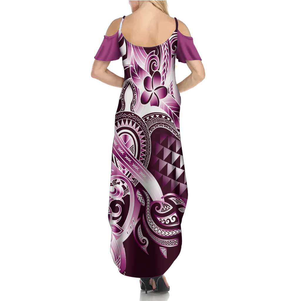 Aloha Pink Tribal Honu Tattoo Family Matching Summer Maxi Dress and Hawaiian Shirt LT9 - Polynesian Pride