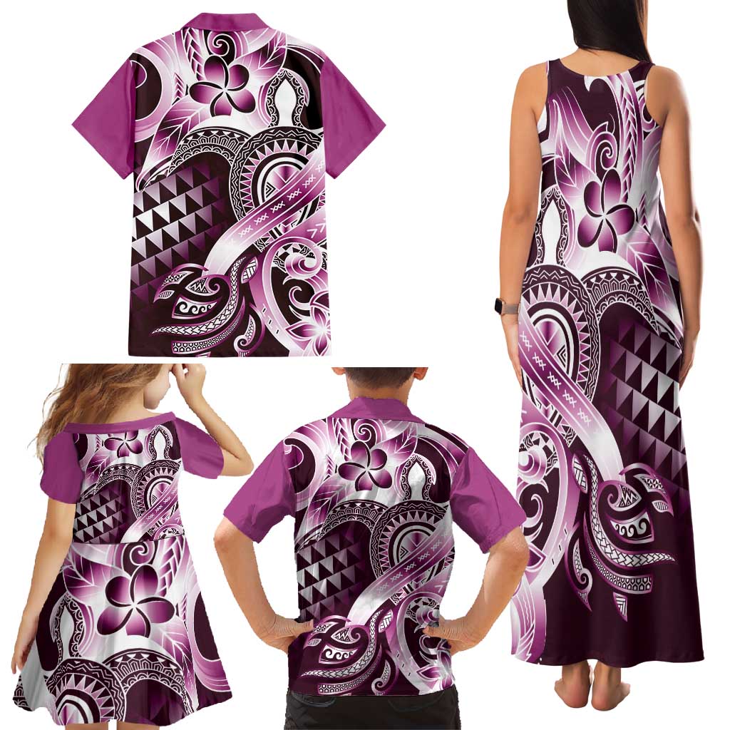 Aloha Pink Tribal Honu Tattoo Family Matching Tank Maxi Dress and Hawaiian Shirt LT9 - Polynesian Pride