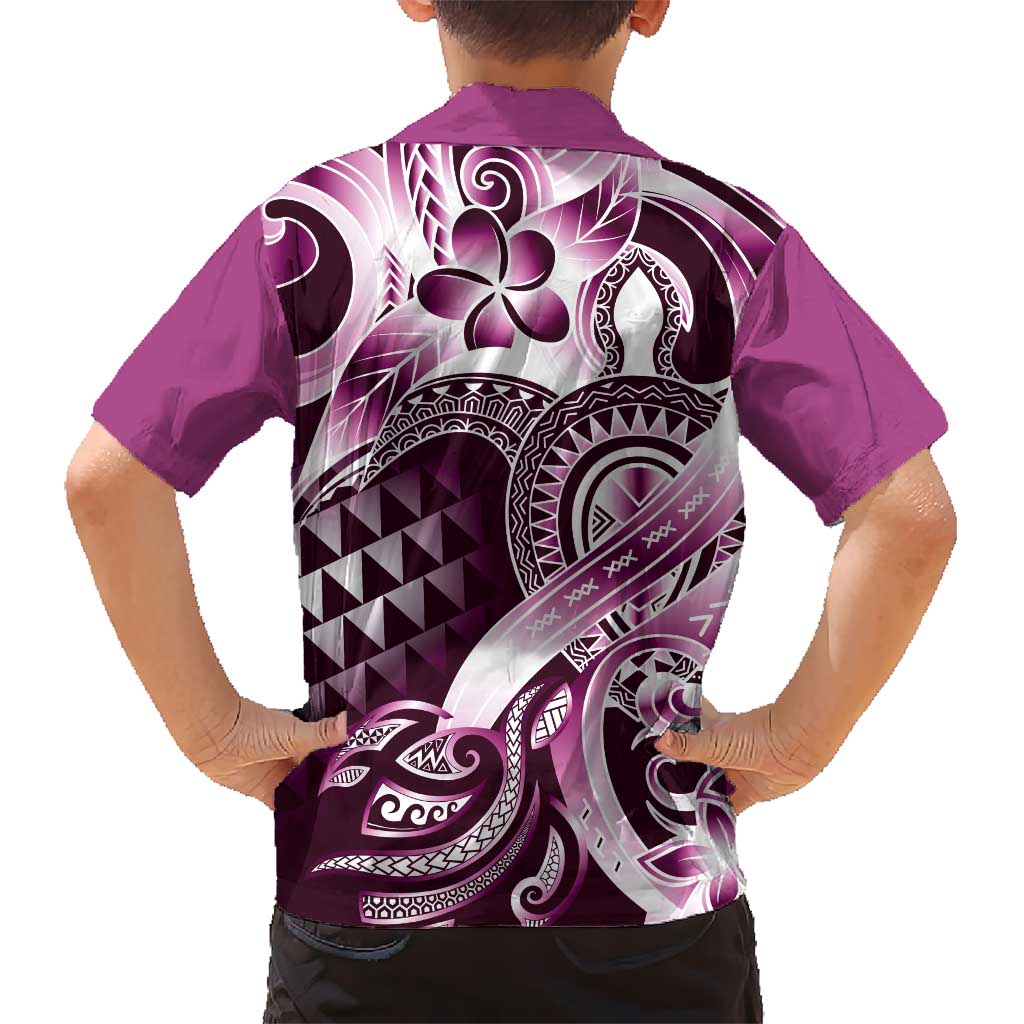 Aloha Pink Tribal Honu Tattoo Kid Hawaiian Shirt
