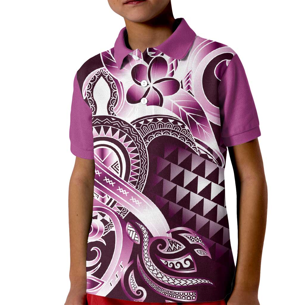 Aloha Pink Tribal Honu Tattoo Kid Polo Shirt