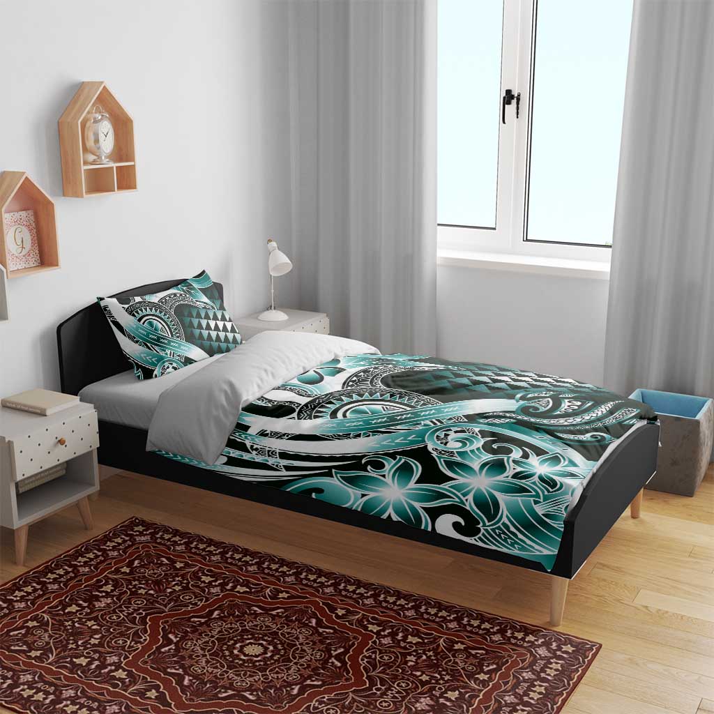 Aloha Turquoise Tribal Honu Tattoo Bedding Set