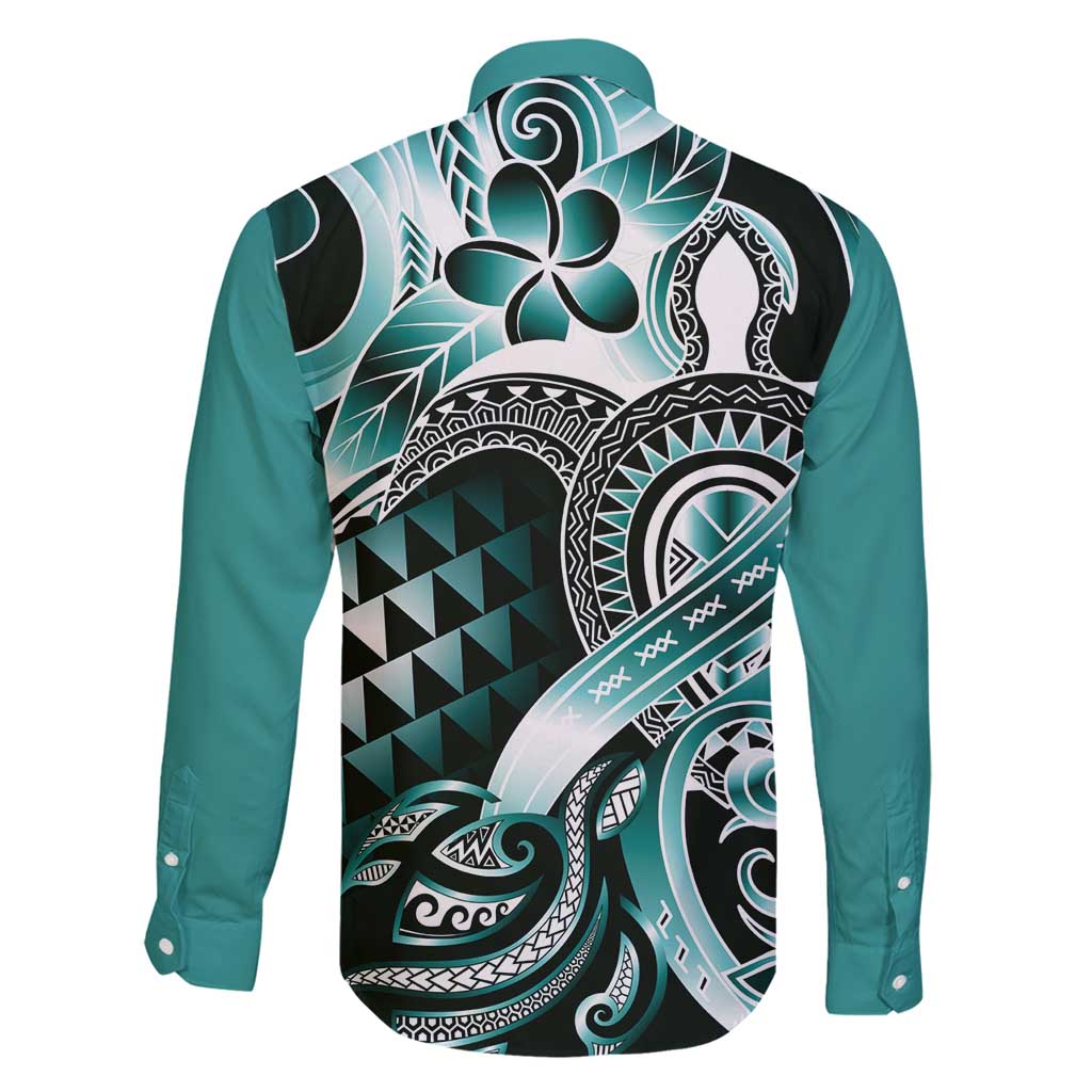 Aloha Turquoise Tribal Honu Tattoo Family Matching Mermaid Dress and Hawaiian Shirt LT9 - Polynesian Pride