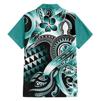 Aloha Turquoise Tribal Honu Tattoo Family Matching Summer Maxi Dress and Hawaiian Shirt LT9 - Polynesian Pride