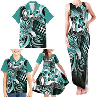 Aloha Turquoise Tribal Honu Tattoo Family Matching Tank Maxi Dress and Hawaiian Shirt LT9 - Polynesian Pride