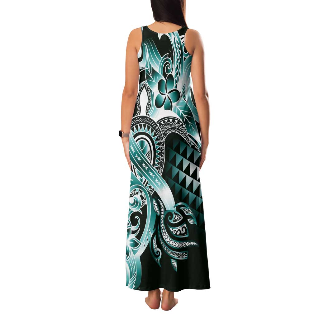 Aloha Turquoise Tribal Honu Tattoo Family Matching Tank Maxi Dress and Hawaiian Shirt LT9 - Polynesian Pride