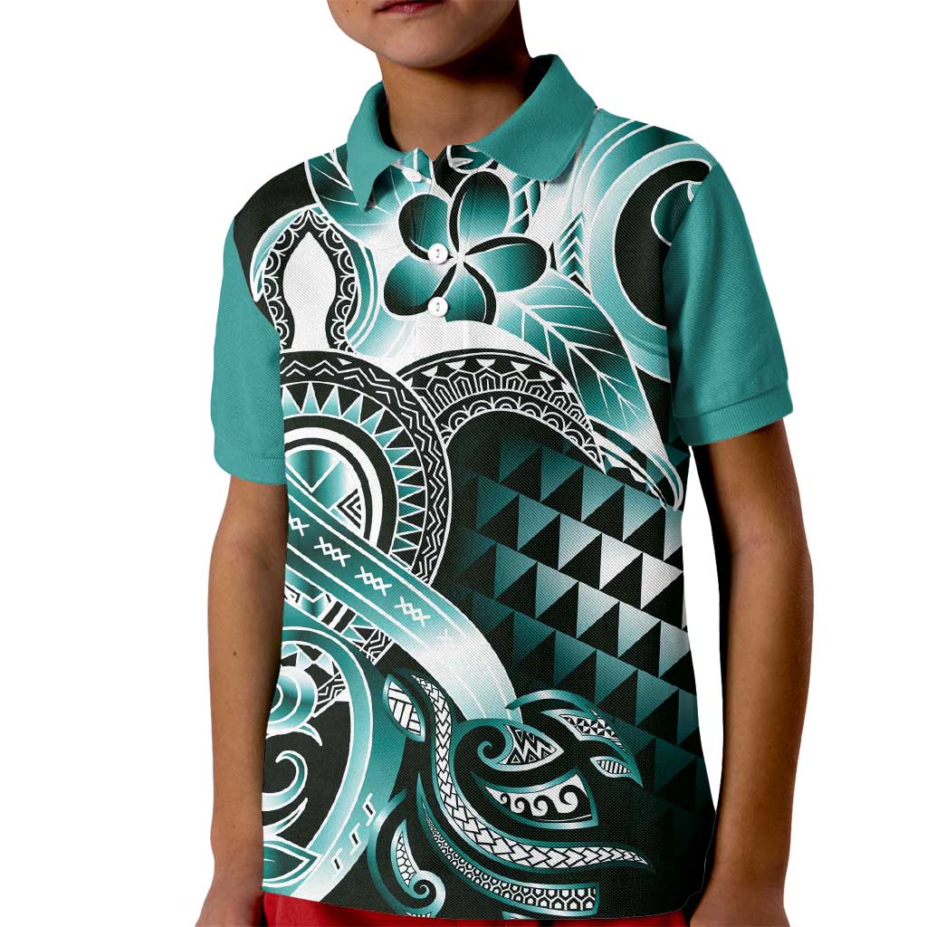 Aloha Turquoise Tribal Honu Tattoo Kid Polo Shirt