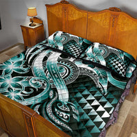 Aloha Turquoise Tribal Honu Tattoo Quilt Bed Set