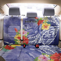 Personalised Chuuk States Humpback Whale Back Car Seat Cover Polynesian Tropical Flowers