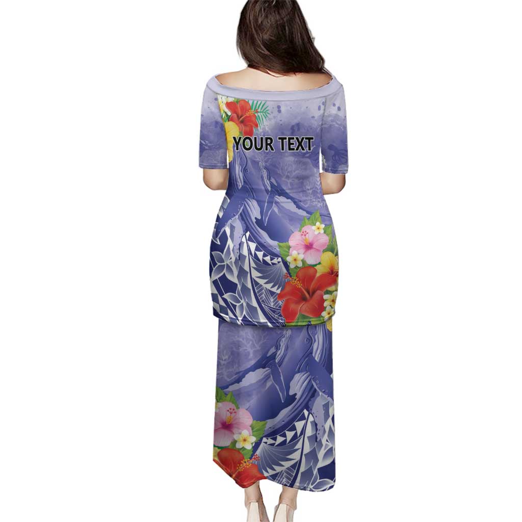 Personalised Chuuk States Humpback Whale Family Matching Puletasi and Hawaiian Shirt Polynesian Tropical Flowers LT9 - Polynesian Pride