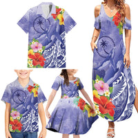 Personalised Chuuk States Humpback Whale Family Matching Summer Maxi Dress and Hawaiian Shirt Polynesian Tropical Flowers LT9 - Polynesian Pride
