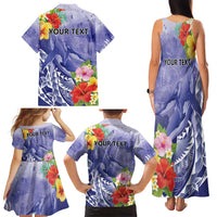 Personalised Chuuk States Humpback Whale Family Matching Tank Maxi Dress and Hawaiian Shirt Polynesian Tropical Flowers LT9 - Polynesian Pride
