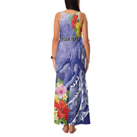 Personalised Chuuk States Humpback Whale Family Matching Tank Maxi Dress and Hawaiian Shirt Polynesian Tropical Flowers LT9 - Polynesian Pride