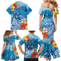 Personalised Kosrae States Humpback Whale Family Matching Mermaid Dress and Hawaiian Shirt Polynesian Tropical Flowers LT9 - Polynesian Pride