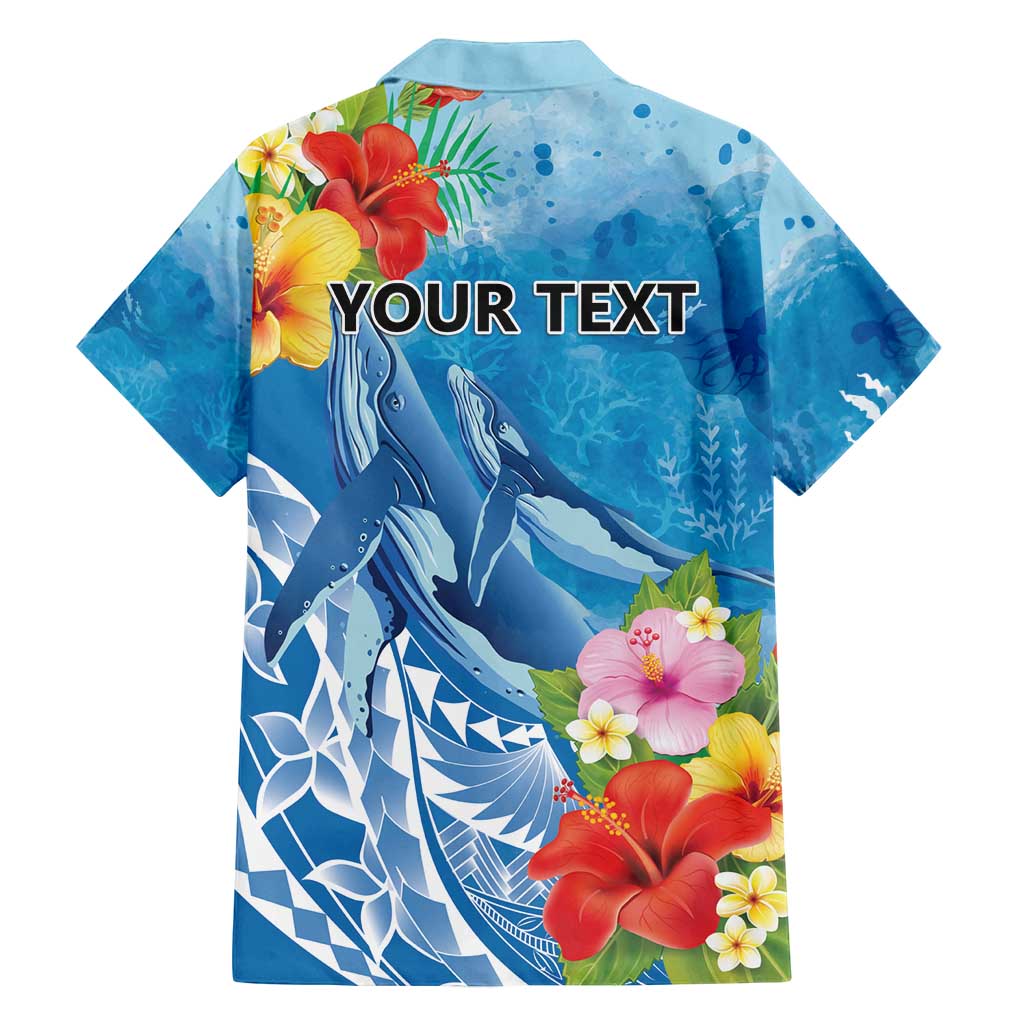Personalised Kosrae States Humpback Whale Family Matching Summer Maxi Dress and Hawaiian Shirt Polynesian Tropical Flowers LT9 - Polynesian Pride