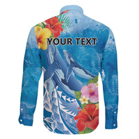 Personalised Kosrae States Humpback Whale Family Matching Summer Maxi Dress and Hawaiian Shirt Polynesian Tropical Flowers LT9 - Polynesian Pride