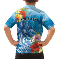 Personalised Kosrae States Humpback Whale Family Matching Tank Maxi Dress and Hawaiian Shirt Polynesian Tropical Flowers LT9 - Polynesian Pride