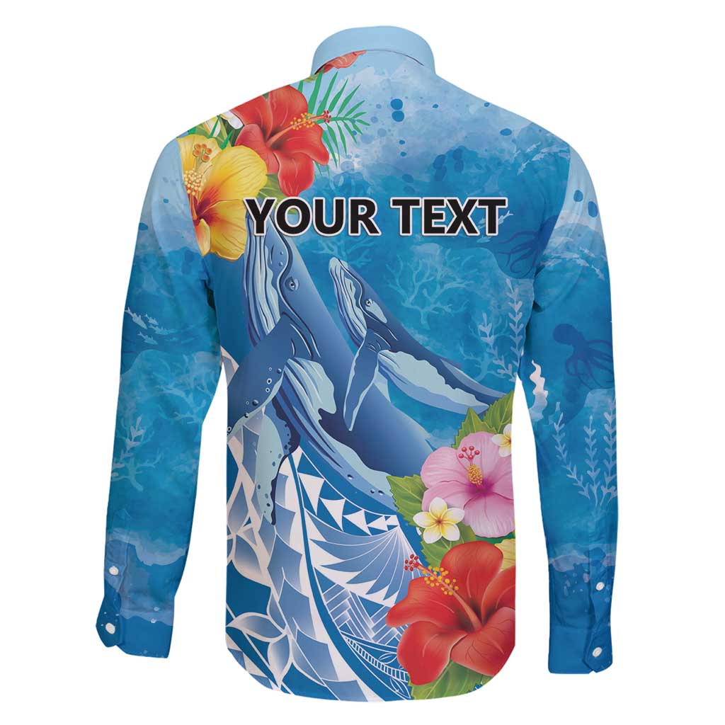 Personalised Kosrae States Humpback Whale Family Matching Tank Maxi Dress and Hawaiian Shirt Polynesian Tropical Flowers LT9 - Polynesian Pride