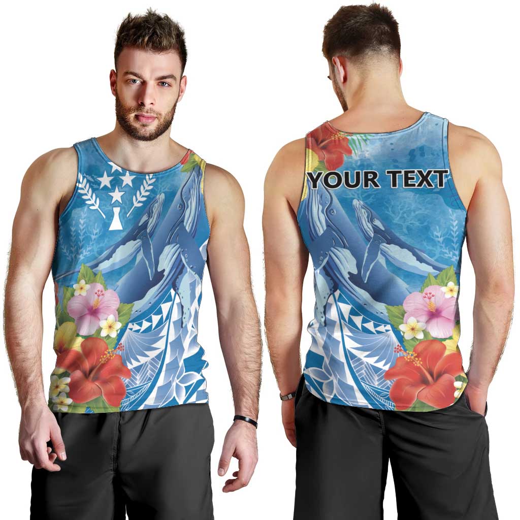 Personalised Kosrae States Humpback Whale Men Tank Top Polynesian Tropical Flowers