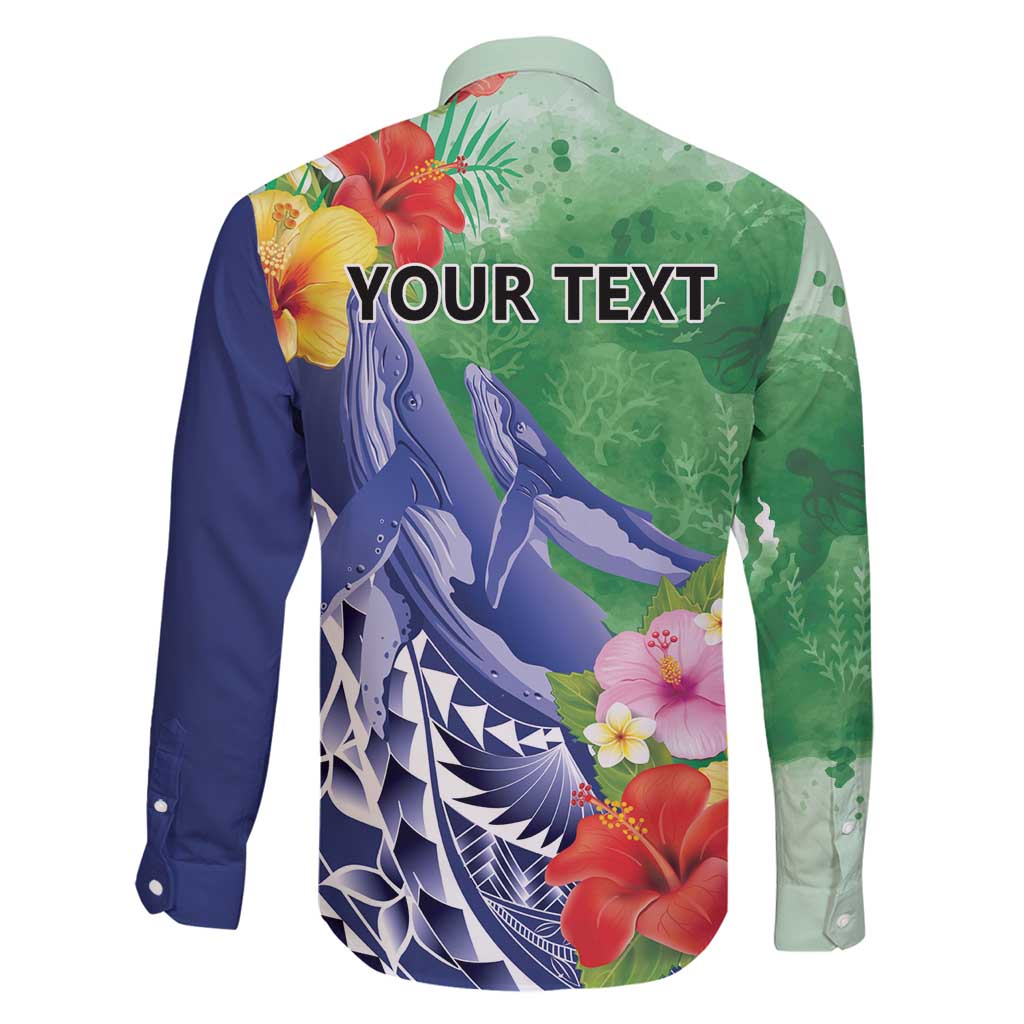 Personalised Pohnpei States Humpback Whale Family Matching Mermaid Dress and Hawaiian Shirt Polynesian Tropical Flowers LT9 - Polynesian Pride