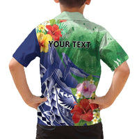 Personalised Pohnpei States Humpback Whale Family Matching Off The Shoulder Long Sleeve Dress and Hawaiian Shirt Polynesian Tropical Flowers LT9 - Polynesian Pride