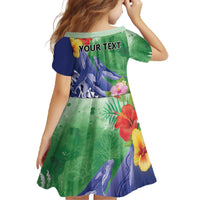 Personalised Pohnpei States Humpback Whale Family Matching Off The Shoulder Long Sleeve Dress and Hawaiian Shirt Polynesian Tropical Flowers LT9 - Polynesian Pride