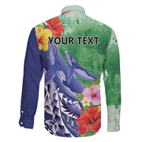 Personalised Pohnpei States Humpback Whale Family Matching Off Shoulder Short Dress and Hawaiian Shirt Polynesian Tropical Flowers LT9 - Polynesian Pride