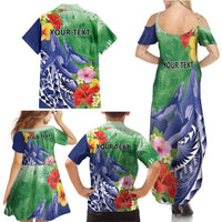 Personalised Pohnpei States Humpback Whale Family Matching Summer Maxi Dress and Hawaiian Shirt Polynesian Tropical Flowers LT9 - Polynesian Pride