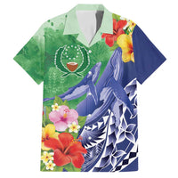Personalised Pohnpei States Humpback Whale Family Matching Summer Maxi Dress and Hawaiian Shirt Polynesian Tropical Flowers LT9 Dad's Shirt - Short Sleeve Blue - Polynesian Pride