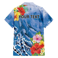 Personalised Yap States Humpback Whale Family Matching Off Shoulder Short Dress and Hawaiian Shirt Polynesian Tropical Flowers LT9 - Polynesian Pride