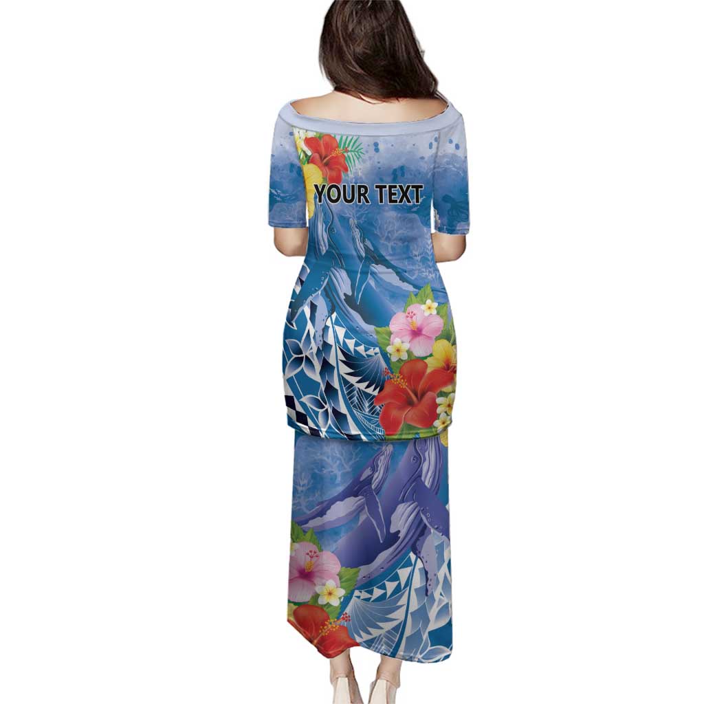 Personalised Yap States Humpback Whale Family Matching Puletasi and Hawaiian Shirt Polynesian Tropical Flowers LT9 - Polynesian Pride
