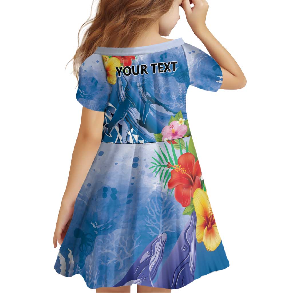 Personalised Yap States Humpback Whale Family Matching Short Sleeve Bodycon Dress and Hawaiian Shirt Polynesian Tropical Flowers LT9 - Polynesian Pride